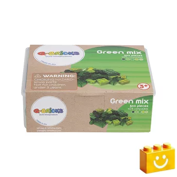   Q-BRiCKS | 300 db-os vegyes, 100% kompatibilis építőkocka készlet különböző zöld színekben