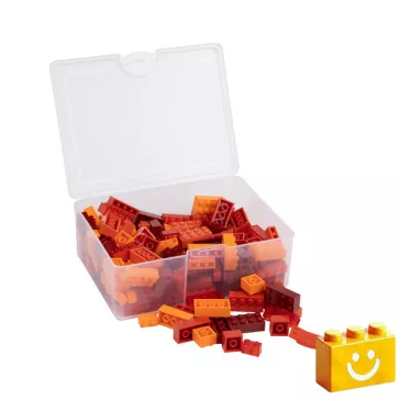   Q-BRiCKS | 300 db-os vegyes, 100% kompatibilis építőkocka készlet különböző piros és narancs színekben