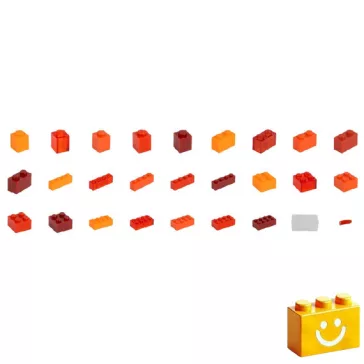   Q-BRiCKS | 300 db-os vegyes, 100% kompatibilis építőkocka készlet különböző piros és narancs színekben