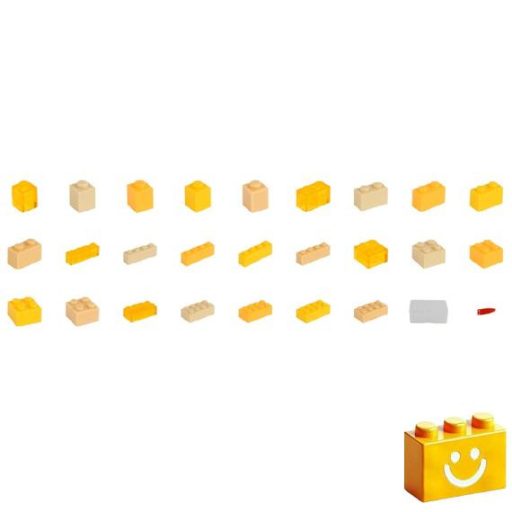 Q-BRiCKS | 300 db-os vegyes, 100% kompatibilis építőkocka készlet különböző sárga színekben