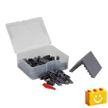   Q-BRiCKS | 150 db-os, 100% kompatibilis építőkocka készlet | sötétszürke tetőelemek