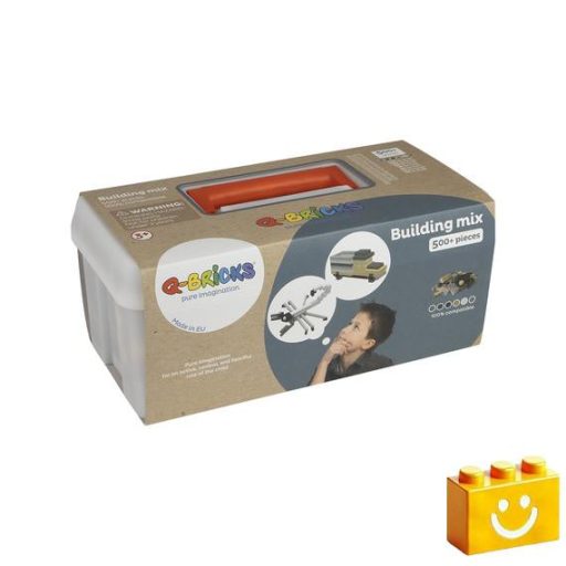 Q-BRiCKS | 500 db-os vegyes, 100% kompatibilis építőkocka készlet különböző színekben (alapkockák)