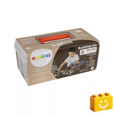   Q-BRiCKS | 650 db-os vegyes, 100% kompatibilis építőkocka készlet anyag színekben (alapkockák)