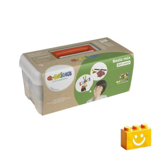 Q-BRiCKS | 500 db-os vegyes, 100% kompatibilis építőkocka készlet alapszínekben (alapkockák)