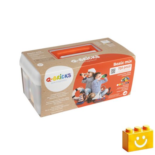 Q-BRiCKS | 750 db-os vegyes, 100% kompatibilis építőkocka készlet alapszínekben (alapkockák)