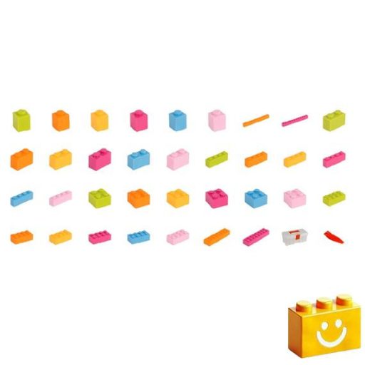 Q-BRiCKS | 500 db-os vegyes, 100% kompatibilis építőkocka készlet vidám virág színekben (alapkockák)
