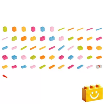   Q-BRiCKS | 650 db-os vegyes, 100% kompatibilis építőkocka készlet vidám virág színekben (alapkockák)