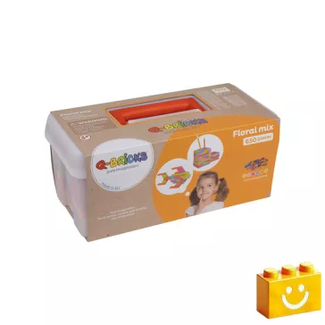   Q-BRiCKS | 650 db-os vegyes, 100% kompatibilis építőkocka készlet vidám virág színekben (alapkockák)