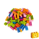 Q-BRiCKS | 650 db-os vegyes, 100% kompatibilis építőkocka készlet vidám virág színekben (alapkockák)
