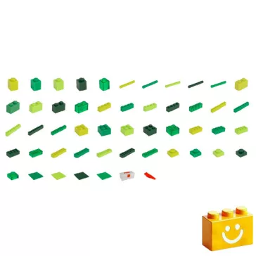   Q-BRiCKS | 600 db-os vegyes zöld, 100% kompatibilis építőkocka készlet (alapkockák)