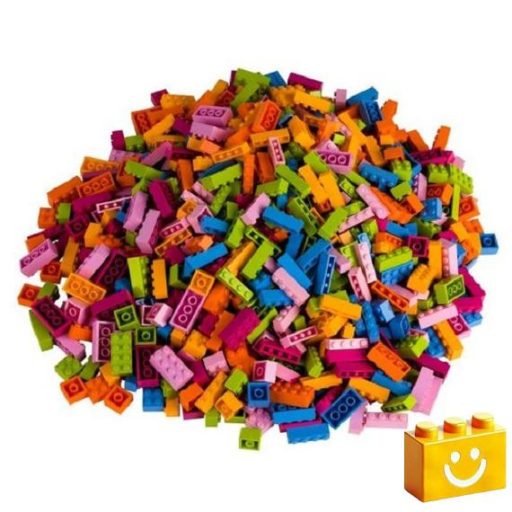 Q-BRiCKS | 1000 db-os vegyes, 100% kompatibilis építőkocka készlet vidám színekben | elsősorban óvodáknak (alapkockák)