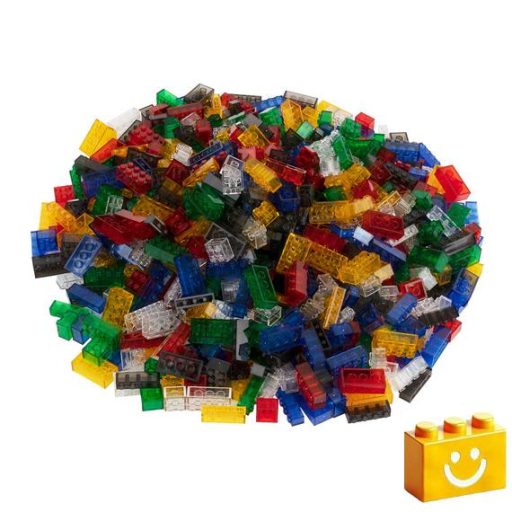 Q-BRiCKS | 1000 db-os vegyes, 100% kompatibilis építőkocka készlet átlátszó színekben | elsősorban óvodáknak (alapkockák)