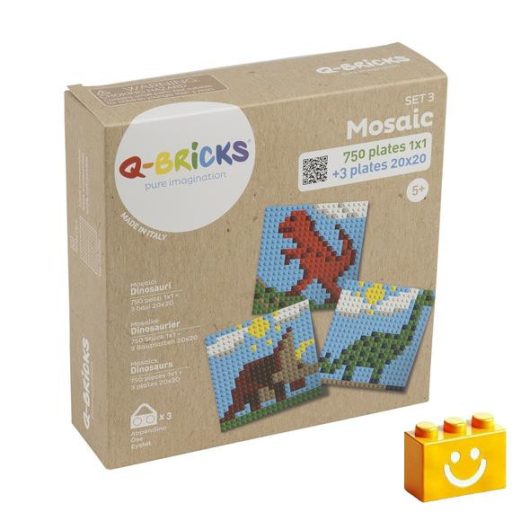 Q-BRiCKS | Dinoszauruszos készségfejlesztő mozaik építőjáték készlet