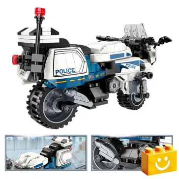   QMAN 11016 - Rendőrmotor építőjáték - 100% kompatibilis minden más kedvelt márkával