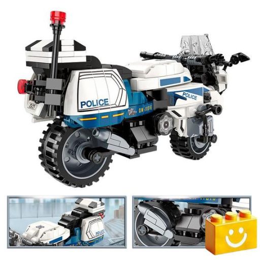 QMAN 11016 - Rendőrmotor építőjáték - 100% kompatibilis minden más kedvelt márkával