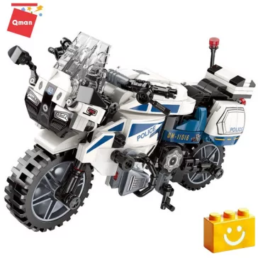   QMAN 11016 - Rendőrmotor építőjáték - 100% kompatibilis minden más kedvelt márkával