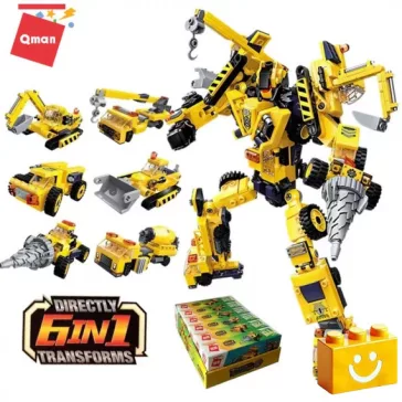   QMAN 1417 - 6 az 1-ben Munkagép robot építőjáték - 100% kompatibilis minden más kedvelt márkával