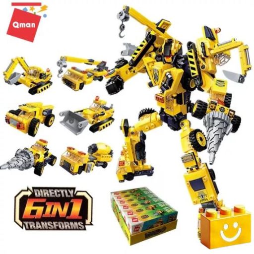 QMAN 1417 - 6 az 1-ben Munkagép robot építőjáték - 100% kompatibilis minden más kedvelt márkával