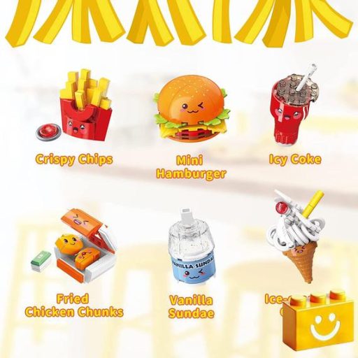 QMAN 35012 - Mc burger menü építőjáték - 100% kompatibilis minden más kedvelt márkával