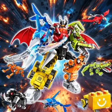   QMAN 41114 - Beast Lord Mecha 6 az 1-ben őslényes építőjáték - 100% kompatibilis minden más kedvelt márkával