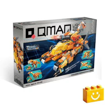   QMAN 41311 - 4 az 1-ben Különleges tirannoszaurusz harcjármű építőjáték - 100% kompatibilis minden más kedvelt márkával