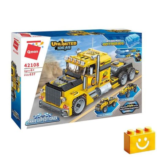 QMAN 42108 - 3 az 1-ben Csőrös kamion, Pick-up, Cross-autó építőjáték - 100% kompatibilis minden más kedvelt márkával