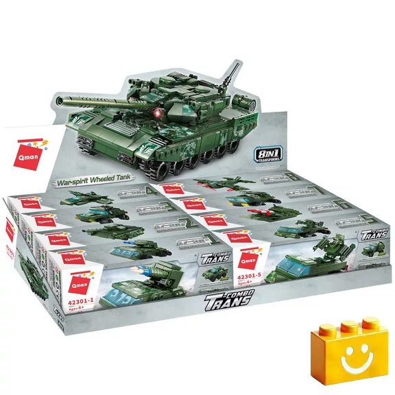 QMAN 42301 - 8 az 1-ben Háborús tank építőjáték - 100% kompatibilis minden más kedvelt márkával QMAN 42301 - 8 az 1-ben Háborús tank építőjáték - 100% kompatibilis minden más kedvelt márkával