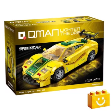   QMAN 91001 - Speedster sárga sportautó építőjáték - 100% kompatibilis minden más kedvelt márkával
