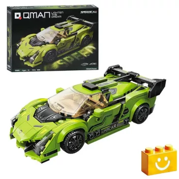   QMAN 91005 - Wind Chaser zöld sportautó építőjáték - 100% kompatibilis minden más kedvelt márkával