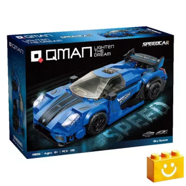   QMAN 91006 - Sky Soarer kék versenyautó építőjáték - 100% kompatibilis minden más kedvelt márkával