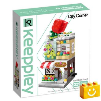   QMAN C0104 Keepplay - Piros Rózsa Virágbolt építőjáték - 100% kompatibilis minden más kedvelt márkával