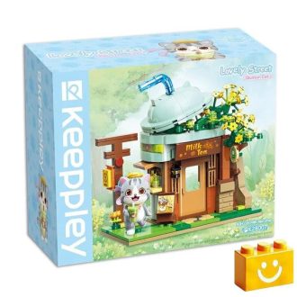   QMAN K28007 Keepplay - Ash macska Milk tea shopja építőjáték - 100% kompatibilis minden más kedvelt márkával