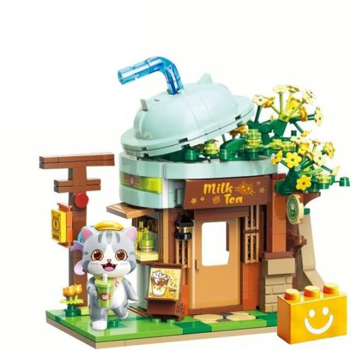 QMAN K28007 Keepplay - Ash macska Milk tea shopja építőjáték - 100% kompatibilis minden más kedvelt márkával