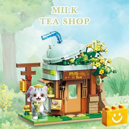 QMAN K28007 Keepplay - Ash macska Milk tea shopja építőjáték - 100% kompatibilis minden más kedvelt márkával
