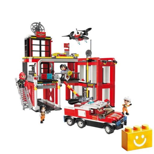 QMAN W12014 - Nagy Tűzoltó Parancsnokság építőjáték - 100% kompatibilis minden más kedvelt márkával