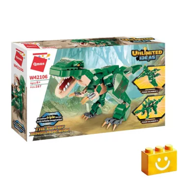   QMAN W42106 - 3 az 1-ben Dinoszauruszok építőjáték - 100% kompatibilis minden más kedvelt márkával