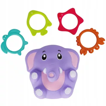 Elefánt Purple baba fürdőjáték gyűrűkkel