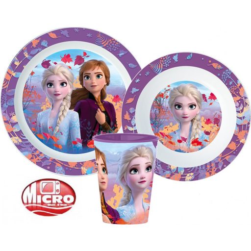 Disney Jégvarázs Purple étkészlet, micro műanyag szett, pohárral 260 ml