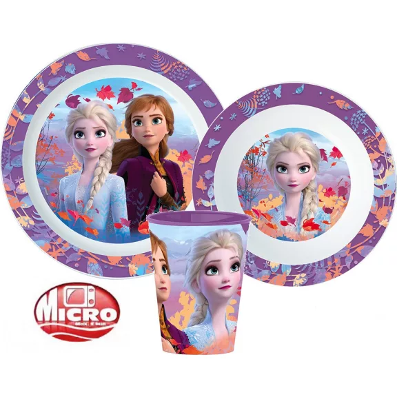 Disney Jégvarázs Purple étkészlet, micro műanyag szett, pohárral 260 ml