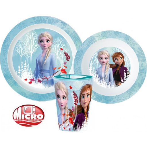 Disney Jégvarázs Blue Forest étkészlet, micro műanyag szett, pohárral 260 ml
