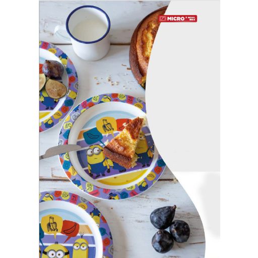 Minyonok Striped étkészlet, micro műanyag szett, pohárral 260 ml
