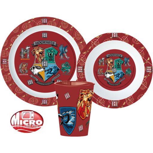 Harry Potter School Shields étkészlet, micro műanyag szett, pohárral 260 ml