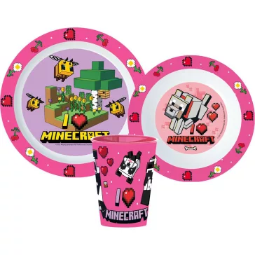   Minecraft Girls étkészlet, micro műanyag szett, pohárral 260 ml
