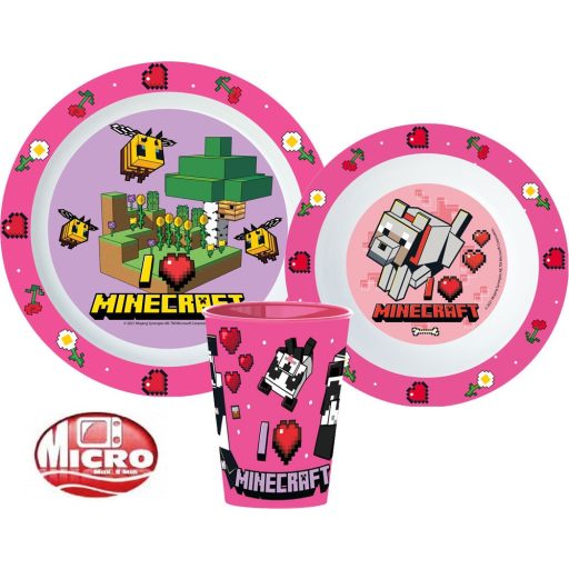 Minecraft Girls étkészlet, micro műanyag szett, pohárral 260 ml