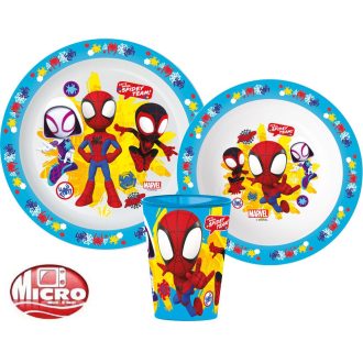   Pókember Spidey étkészlet, micro műanyag szett, pohárral 260 ml