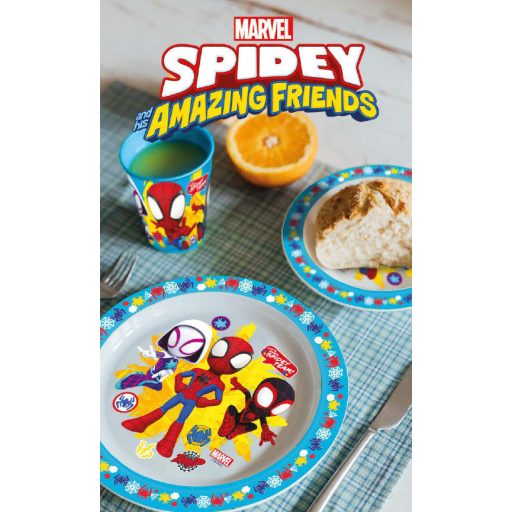 Pókember Spidey étkészlet, micro műanyag szett, pohárral 260 ml