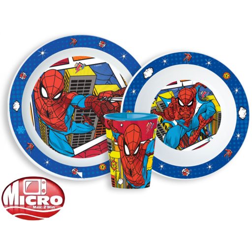 Pókember Grid étkészlet, micro műanyag szett, pohárral 260 ml