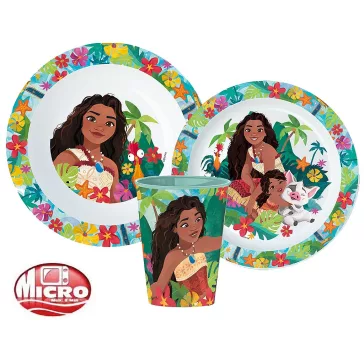   Disney Vaiana Lagoon étkészlet, micro műanyag szett pohárral 260 ml