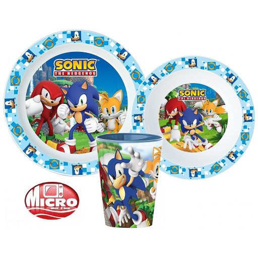Sonic a sündisznó étkészlet, micro műanyag szett, pohárral 260 ml