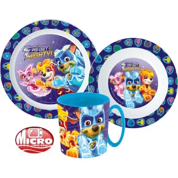   Mancs Őrjárat Mighty Pups étkészlet, micro műanyag szett bögrével 350 ml
